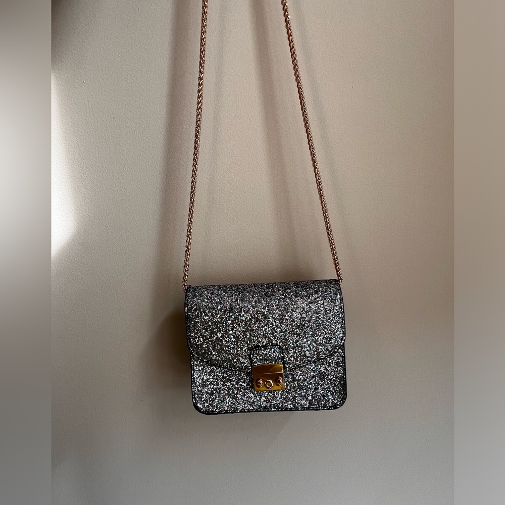 French Connection Glitter Bag with Gold chain Never used. - Picture 7 of 10